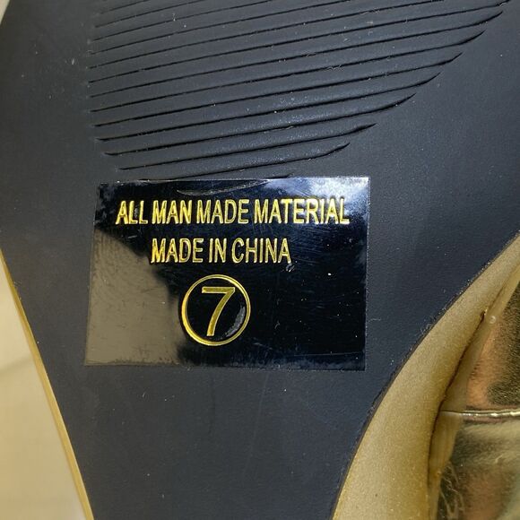 Db Dk Fashion Pump Women's Size 7 - 4" Heel Slingback Peep Toe Gold Rhinestones - Picture 11 of 11